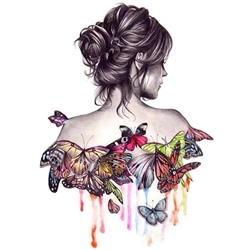 Алмазная мозаика картина стразами Девушка с бабочками, 40х50 см