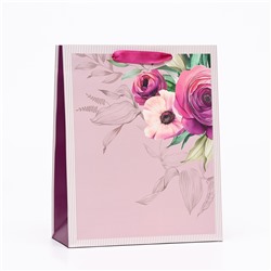 Пакет подарочный "Цветочный пейзаж", 26 х 32 х 12 см