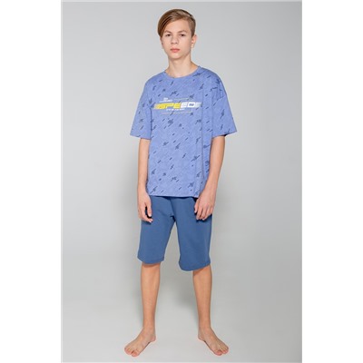 Пижама для мальчика КБ 2808 пыльно-голубой джинс, грозовая туча
