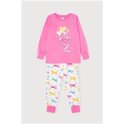 Пижама для девочки Crockid К 1512 розовый + цветные котята