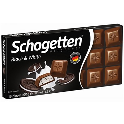 Шоколад Schogetten Молочный с ванильной начинкой и кусочками печенья 100г