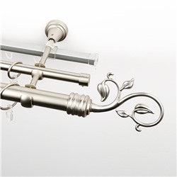 Карниз металлический стыкованный c наконечниками "Флора", 3-рядный, хром матовый, гладкая труба, ø 25 мм  (kn-727)