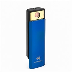 Зажигалка электронная, USB, спираль, фонарик, 2.5 х 7.5 см, синяя