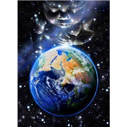Алмазная мозаика картина стразами Планета Земля, 30х40 см