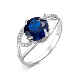 Серебряное кольцо с  фианитом синего цвета 053