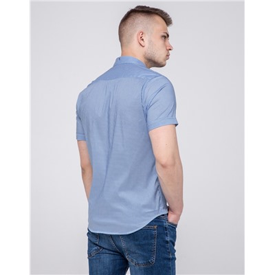 Современная молодежная рубашка Semco голубая модель10415 9219