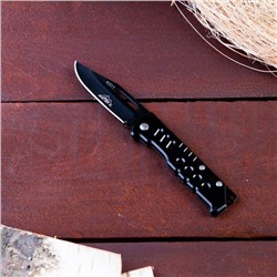 Нож перочинный "Пиранья", лезвие 6,5 см, рукоять черный металл, 15см