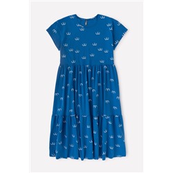 Платье для девочки КБ 5735 синий, рисованные чайки к71