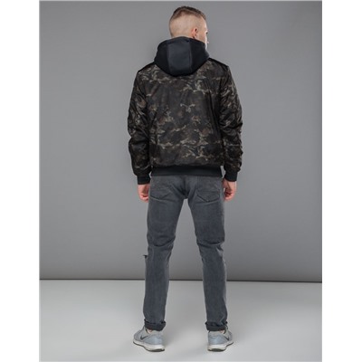 Куртка бомбер качественного пошива Braggart "Youth" цвет черный хаки модель 30155