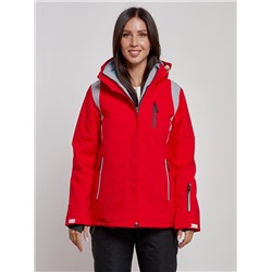 Горнолыжная куртка женская зимняя красного цвета 2305Kr