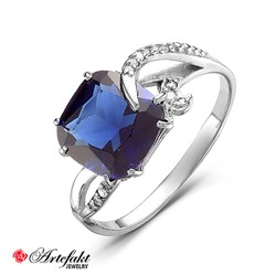Серебряное кольцо с синим фианитом - 353