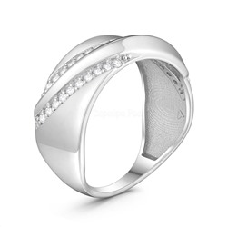 Кольцо из серебра с фианитами родированное к-4106-р