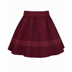 Бордовая школьная юбка для девочки с кружевом 82395-ДШ21