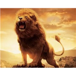 Алмазная мозаика картина стразами Рычащий лев, 30х40 см