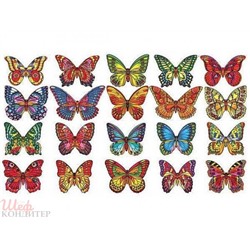 Вафельные Бабочки цветные микс (10шт,/упак)