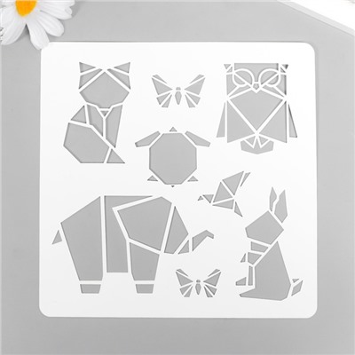 Трафарет "Животные оригами" 15х15 см