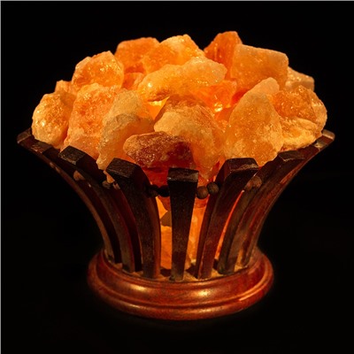 Солевая лампа в деревянной корзине Ваза Himalayan Salt Lamp Wooden Basket Flower Bowl