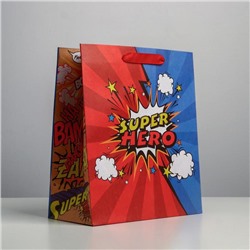Пакет крафтовый вертикальный «Супер герой», ML 23 × 27 × 11.5 см