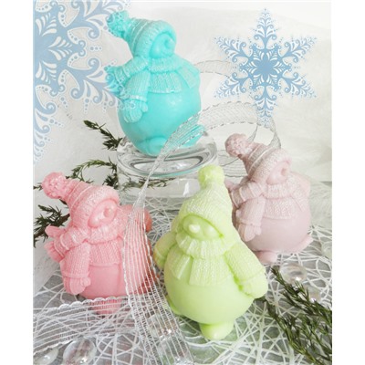 Снеговик бирюзовый - домашнее оливковое подарочное мыло арт.Milotto001579