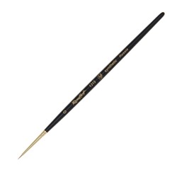 Кисть Синтетика, круглая, Жесткая, укороченная вставка, Roubloff серия 1315 № 0, ручка короткая чёрная матовая, жёлтая обойма