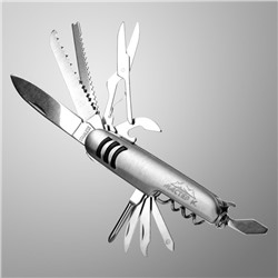 Нож швейцарский "Спасатель" 11в1, серебристый