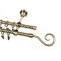 Карниз металлический 2-рядный "Рейн", золото антик, крученая труба, ø16 мм  (kn-171)