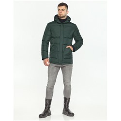 Темно-зеленая куртка трендового дизайна зимняя модель 27544