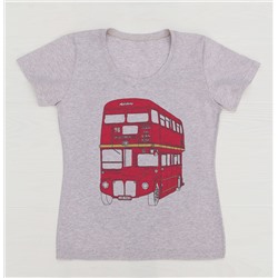 FU30BG-M0014  Женская футболка бежевый меланж Лондонский автобус