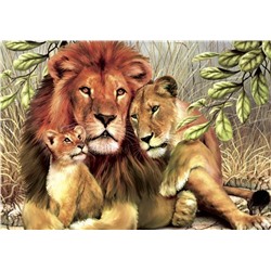 Алмазная мозаика картина стразами Семья львов, 30х40 см