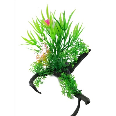 Искусственное аквариумное растение с корягой, 12х10 см