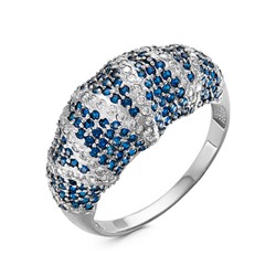 Серебряное кольцо с фианитами синего цвета 1016