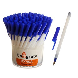 Ручка шариковая 0.5 мм, белый корпус, стержень синий