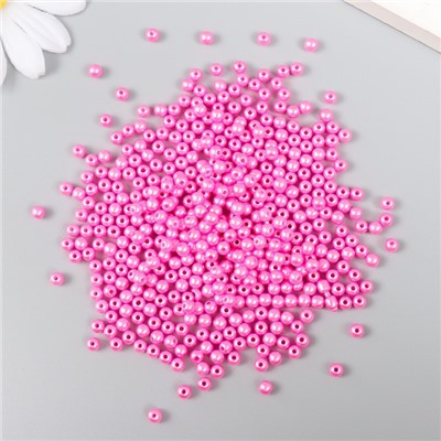 Набор бусин "Рукоделие" пластик, диаметр 4 мм, 25 гр, ярко-розовый