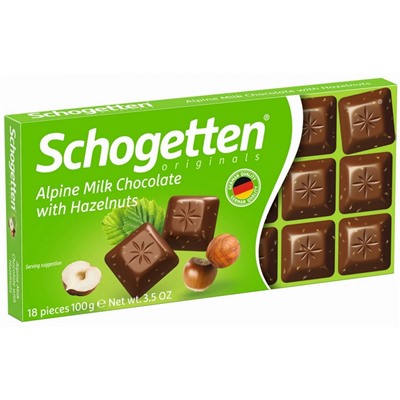 Шоколад Schogetten Альпийский молочный с фундуком 100гр