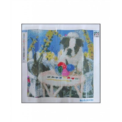 Алмазная мозаика картина стразами Кролик с собакой, 30х30 см