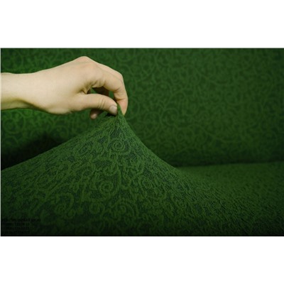 Чехол Жаккард на 3-х местный диван без оборки, цвет Зеленый