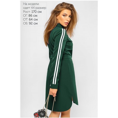 Платье-рубашка с лампасами Зеленая Батал