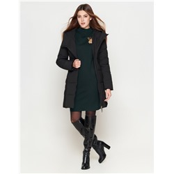 Молодежная женская куртка Braggart “Youth” черного цвета с капюшоном модель 25395