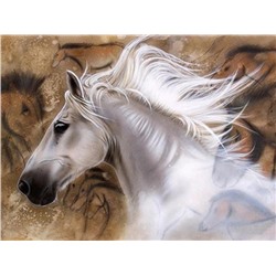 Алмазная мозаика картина стразами Белая лошадь, 40х50 см