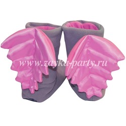 Тапочки-ангелы серые с розовыми крыльями