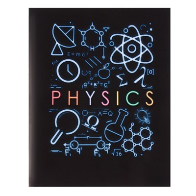 Тетрадь предметная "Супернеон", 48 листов в клетку "Физика", со справочным материалом, обложка мелованный картон, блок офсет