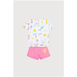 Пижама для девочки Crockid К 1535 жирафы на самокатах + нео-минт