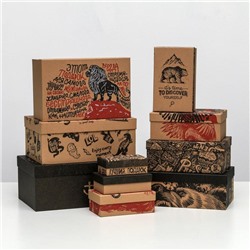 Набор подарочных крафтовых коробок 10 в 1 «Брутальность», 12 × 7 × 4 - 32.5 × 20 × 12.5 см
