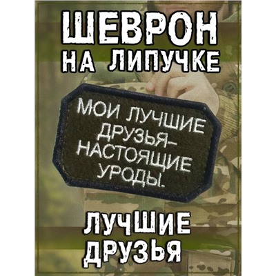 Нашивка на липучке Мои лучшие друзья - настоящие уроды, 8х5 см