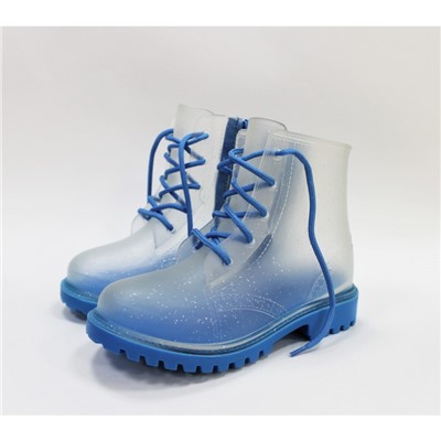 Резиновые ботинки Н56 прозрачные/голубые (26-37)