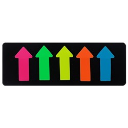 Блок-закладка "Стрелки" с липким краем 5 x 15 x 51 мм, пластик, 5 цветов по 25 листов, флуоресцентный, МИКС