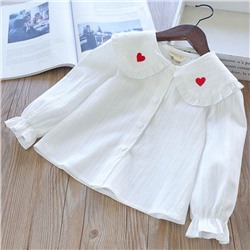 Блузка 125-135/Белый с сердечками