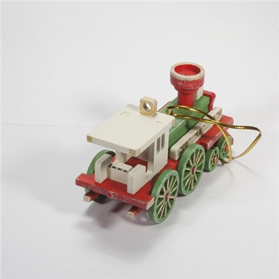 Елочная игрушка, сувенир - Ретро паровоз 3020 White cabin