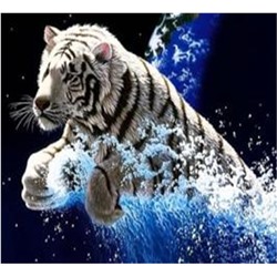 Алмазная мозаика картина стразами Тигр в прыжке, 30х40 см