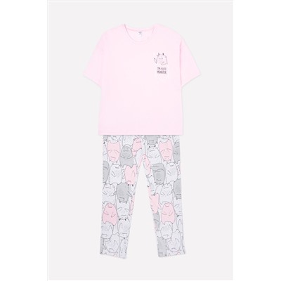 Комплект для девочки КБ 2679 нежно-розовый + монстрики на меланже